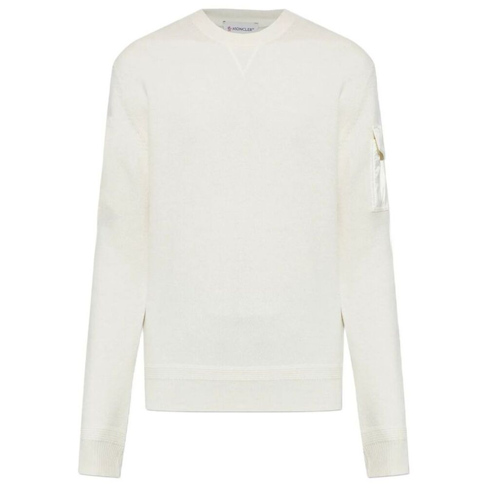 Moncler Men Maglione In Lana Con Tasca Patch